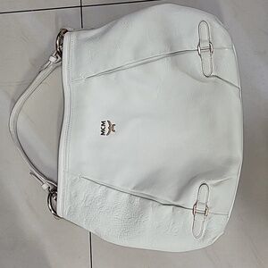 MCM white leather shoulder bag